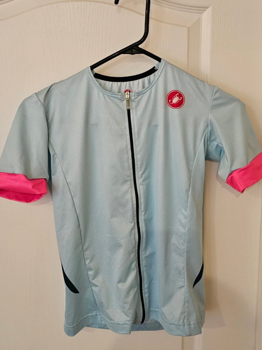 Castelli Women's Cycling Jersey | Medium | Short Sleeve Full Zip | Light Blue